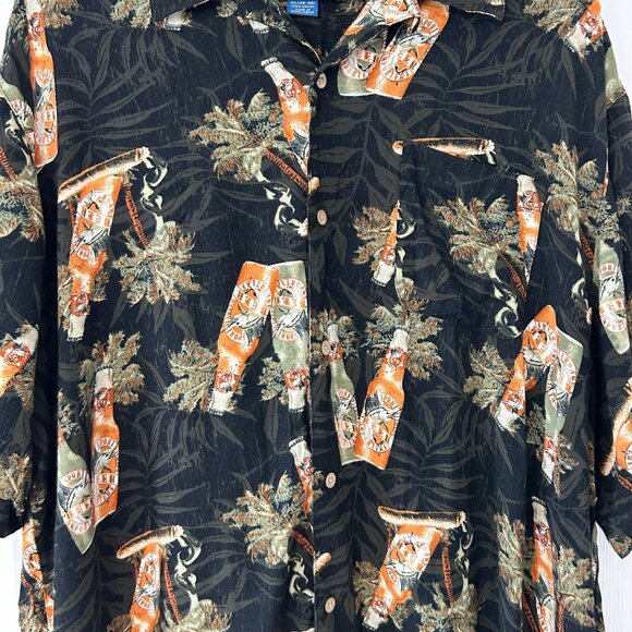 Vintage Y2K Puritan Hawaiian Shirt Black Tropical Beer Graphic Men’s Size XL - Picture 2 of 5